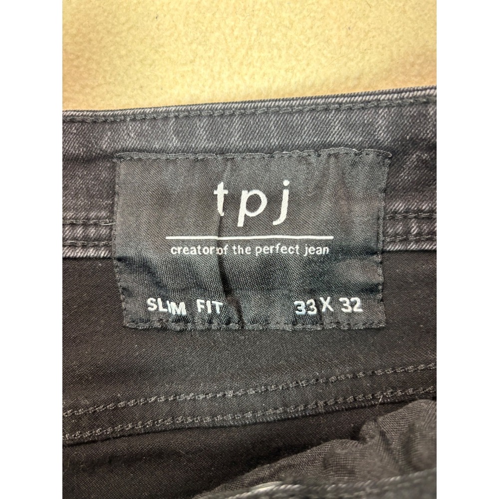 TPJ the Perfect Jean Mens Slim‎ Fit worn in Distressed Black Jeans 33x32 - Picture 2 of 8